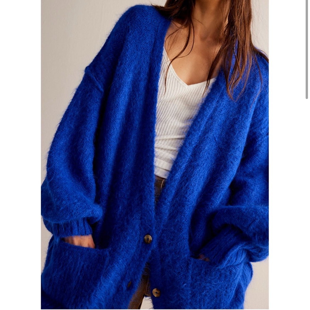Free People Vibrant Blue Cardigan